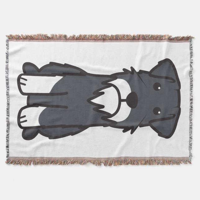 Miniature Schnauzer Dog Cartoon Throw Blanket (Front)