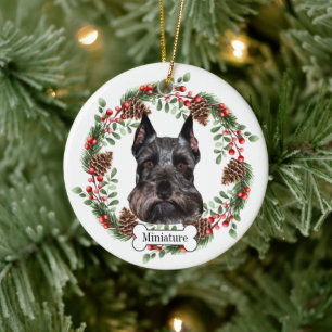 miniature schnauzer dog ceramic tree decoration