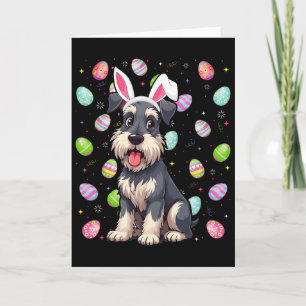 Miniature Schnauzer Dog Easter Egg Hunt Bunny Ear Card