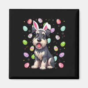 Miniature Schnauzer Dog Easter Egg Hunt Bunny Ear  Magnet