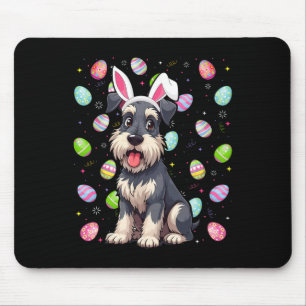 Miniature Schnauzer Dog Easter Egg Hunt Bunny Ear  Mouse Pad