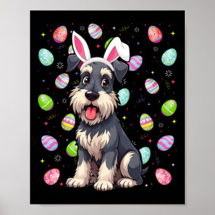 Miniature Schnauzer Dog Easter Egg Hunt Bunny Ear  Poster