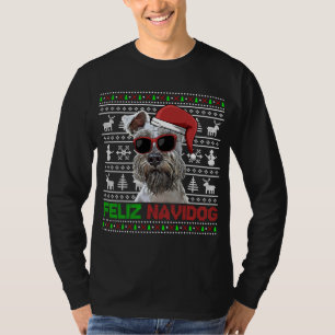 Miniature Schnauzer Dog Feliz Navidog Funny Christ T-Shirt