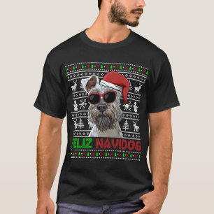 Miniature Schnauzer Dog Feliz Navidog Funny Christ T-Shirt