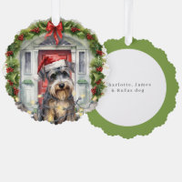 Miniature Schnauzer Dog Front Door Christmas
