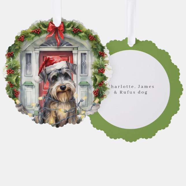 Miniature Schnauzer Dog Front Door Christmas Tree Decoration Card (Front/Back)