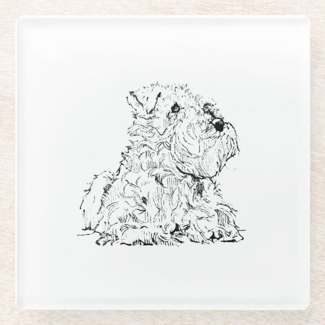Miniature Schnauzer Dog Illustration Glass Coaster (Front)