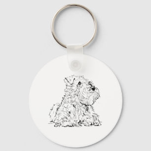 Miniature Schnauzer Dog Illustration Key Ring