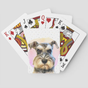 Miniature Schnauzer Dog Lover Cute Animal Pink Playing Cards