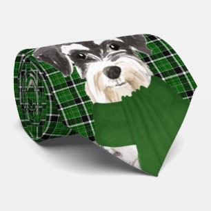 Miniature Schnauzer Dog Lover Plaid Christmas Tie