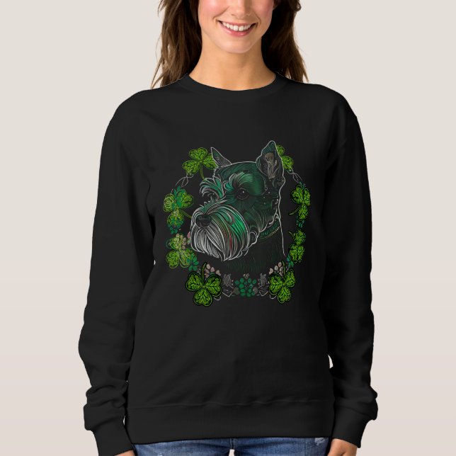 Miniature Schnauzer Dog Mandala Irish Shamrock St  Sweatshirt (Front)