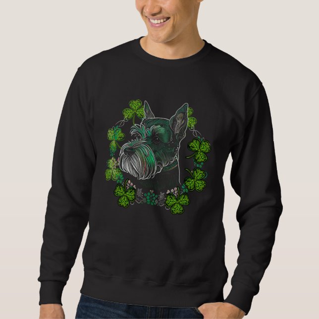 Miniature Schnauzer Dog Mandala Irish Shamrock St  Sweatshirt (Front)