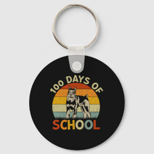 Miniature Schnauzer Dog Retro Boys Girls 100th Day Key Ring