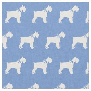 Miniature Schnauzer Dog Silhouette Pet Light Blue Fabric