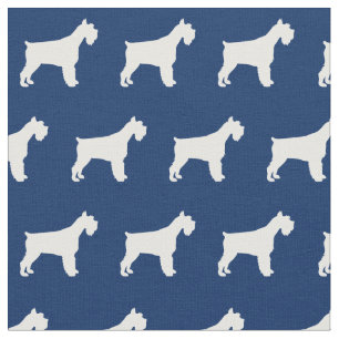 Miniature Schnauzer Dog Silhouette Pet Navy Blue Fabric