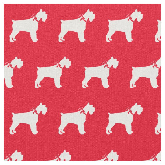 Miniature Schnauzer Dog Silhouette Pet Red Fabric (Close Up)