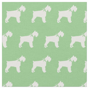 Miniature Schnauzer Dog Silhouette Pet Sage Green Fabric