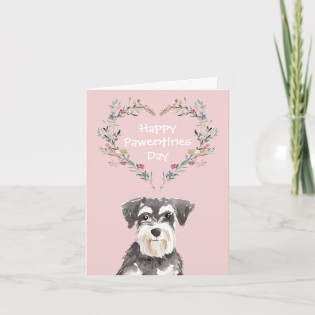 Miniature Schnauzer Dog Valentines Holiday Card (Front)