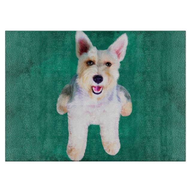 Miniature Schnauzer Dog Water Colour Art Painting Cutting Board (Front)