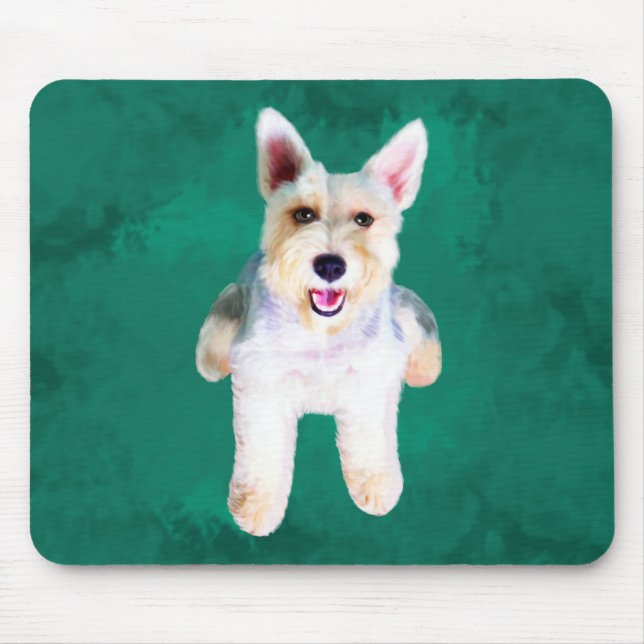 Miniature Schnauzer Dog Water Colour Art Painting Mouse Pad (Front)
