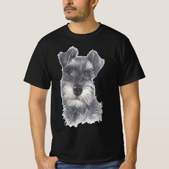Miniature Schnauzer Dog - Watercolor Art Dog Gift T-Shirt (Front)