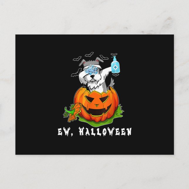 Miniature Schnauzer Ew Halloween Pumpkin Washing Postcard (Front)