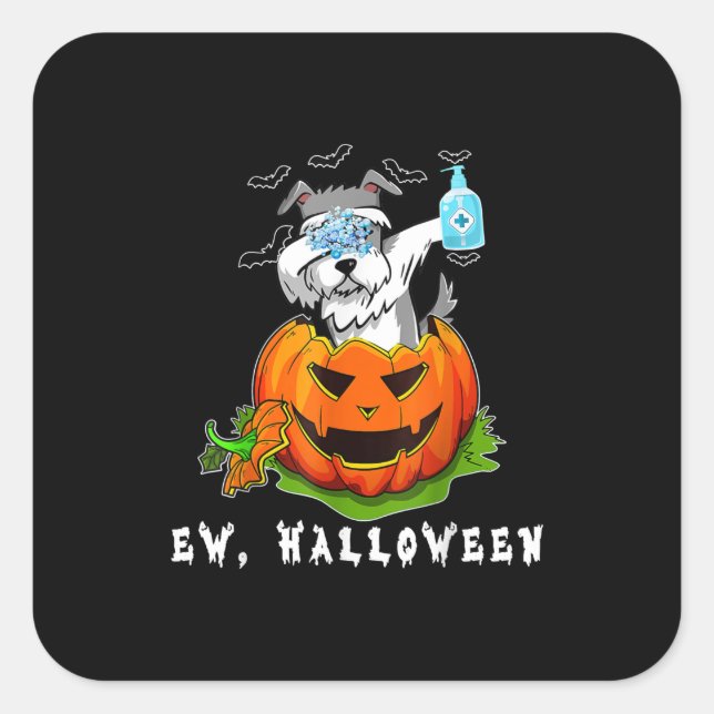 Miniature Schnauzer Ew Halloween Pumpkin Washing Square Sticker (Front)