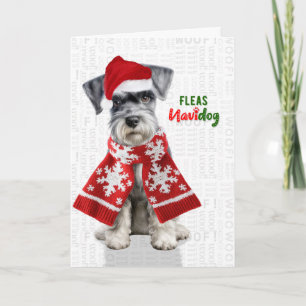 Miniature Schnauzer Funny Fleas Navidog Christmas Holiday Card