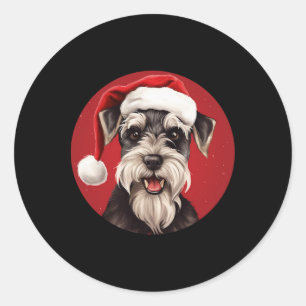Miniature Schnauzer Funny Xmas Mum Dad Dog Lovers Classic Round Sticker