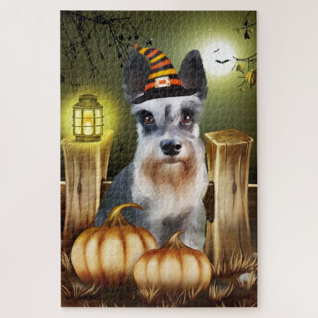 Miniature Schnauzer Halloween Jigsaw Puzzle. Puzzle (Vertical)