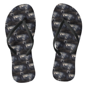 Miniature Schnauzer Halloween Scary Jandals