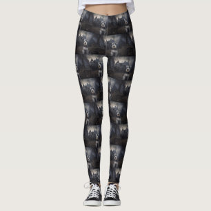 Miniature Schnauzer Halloween Scary Leggings