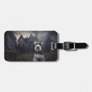Miniature Schnauzer Halloween Scary Luggage Tag