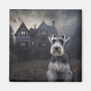 Miniature Schnauzer Halloween Scary Magnet