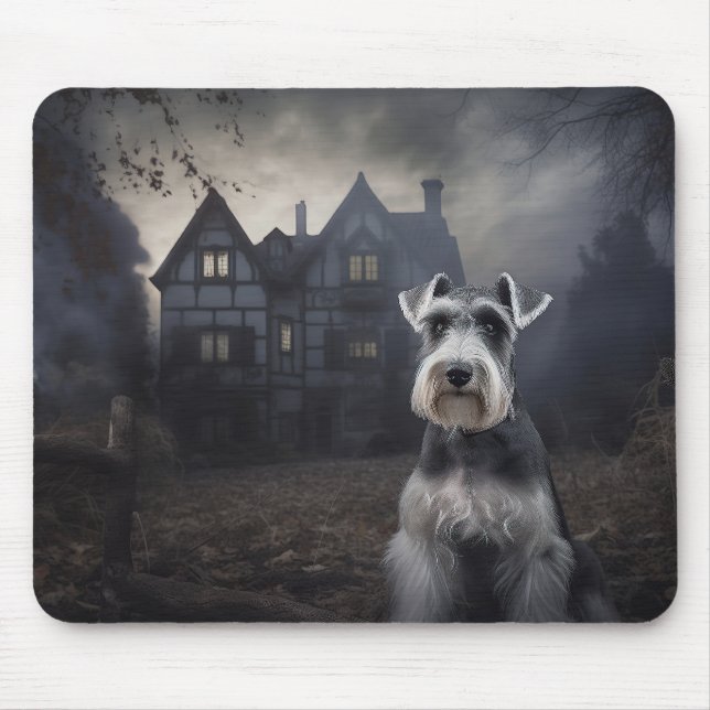 Miniature Schnauzer Halloween Scary Mouse Pad (Front)