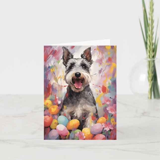 Miniature Schnauzer Happy Easter Card (Front)