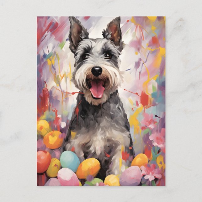 Miniature Schnauzer Happy Easter Postcard (Front)
