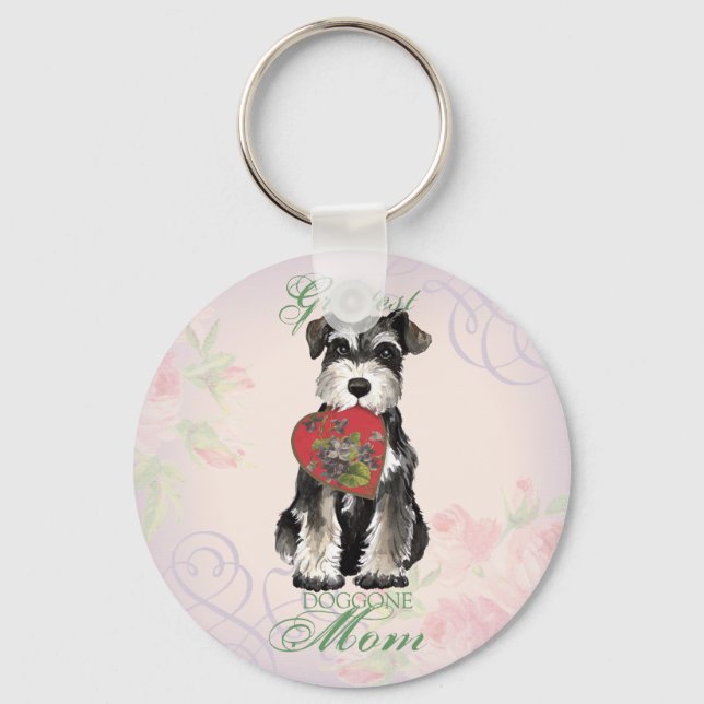 Miniature Schnauzer Heart Mum Key Ring (Front)