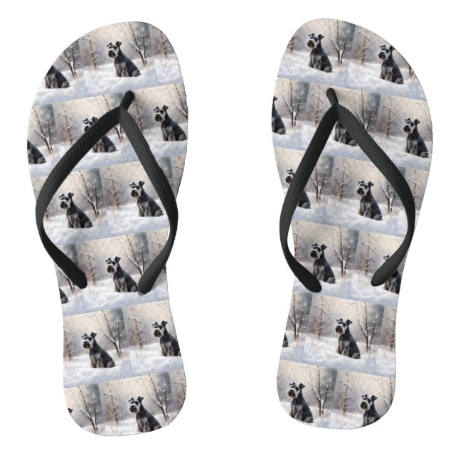 Miniature Schnauzer Let It Snow Christmas Jandals (Footbed)