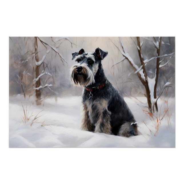 Miniature Schnauzer Let It Snow Christmas Poster (Front)