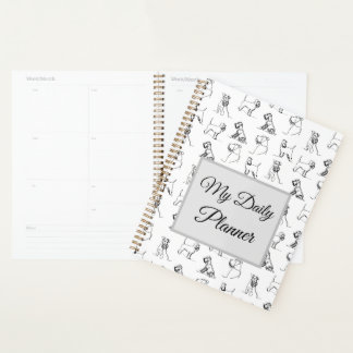 Miniature Schnauzer Line Art Pattern 001 White  Planner