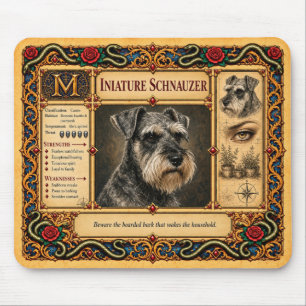 Miniature Schnauzer, Mediaeval Bestiary Art Mouse Pad