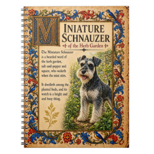 Miniature Schnauzer, Mediaeval Bestiary Art Notebook