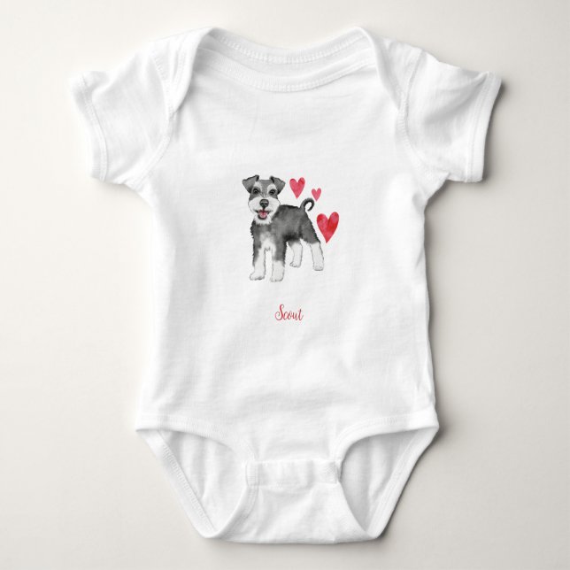 Miniature Schnauzer Mini Schnauzer Baby Bodysuit (Front)