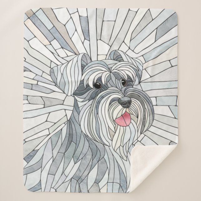 Miniature Schnauzer Mosaic art Sherpa Blanket (Front)
