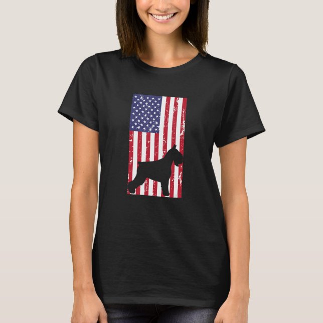 Miniature Schnauzer Patriotic All American USA Fla T-Shirt (Front)