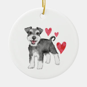Miniature Schnauzer Personalized with Name Year Ceramic Tree Decoration
