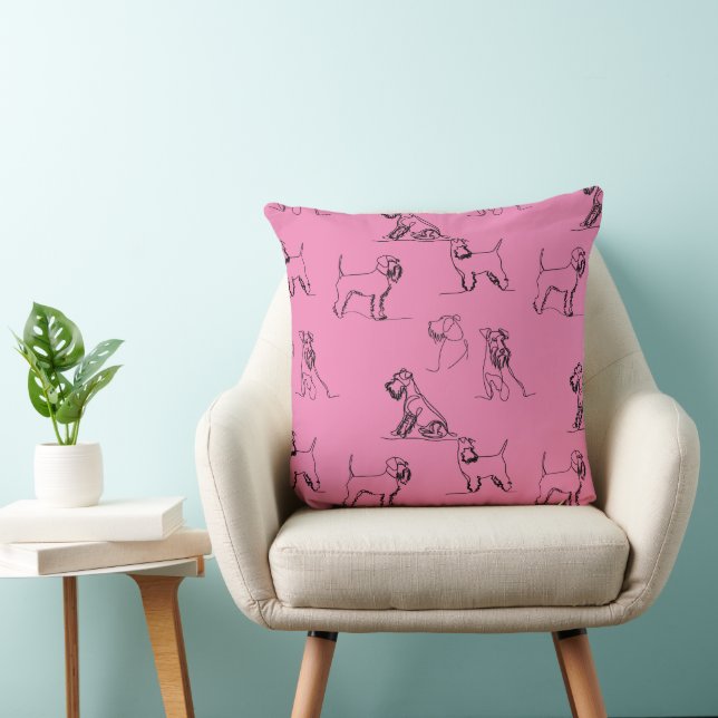 Miniature Schnauzer Pink Cushion (Chair)