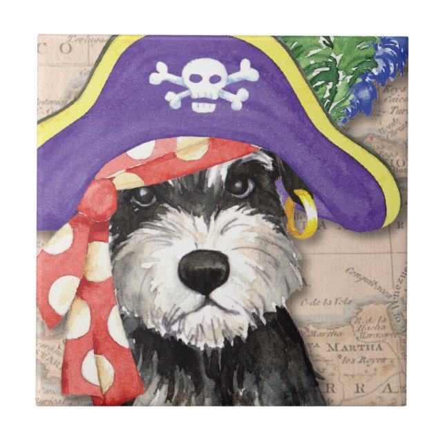 Miniature Schnauzer Pirate Tile (Front)