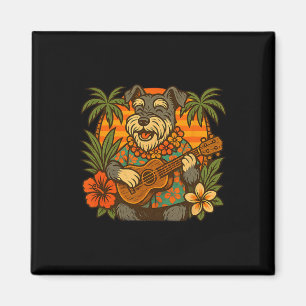 Miniature Schnauzer Playing Ukulele Hawaiian Summe Magnet